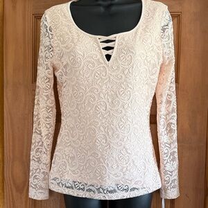 Candie's Pink Lace Long Sleeve Top Women’s Size M